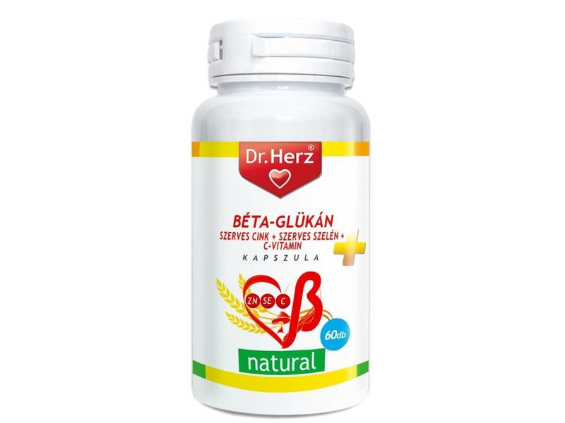 Dr.Herz Béta-Glükán + Szerves Cink, Szelén C-vitamin műanyag dobozos 60db