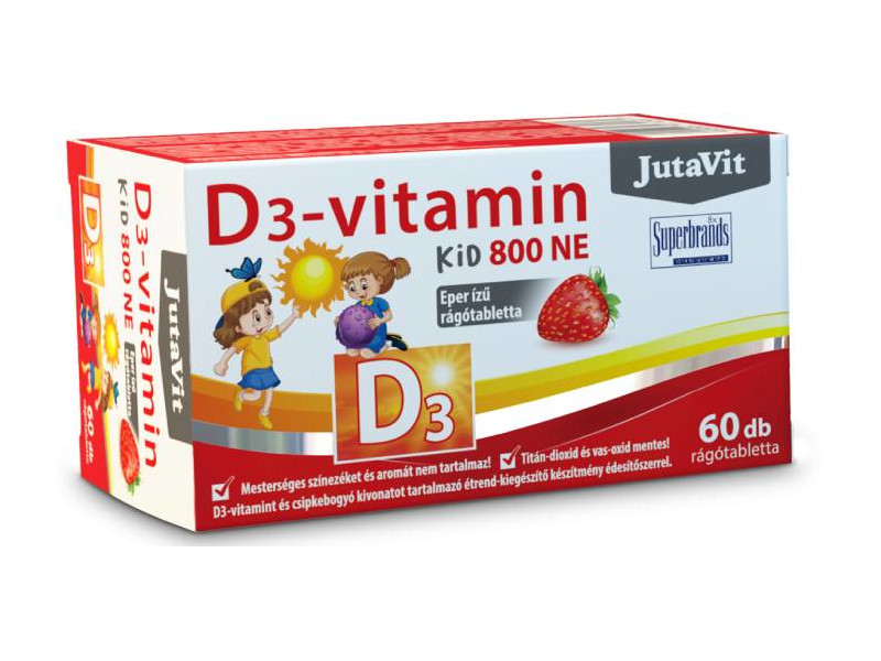 JutaVit D3-vitamin 800-NE KID eper ízű rágótabletta 60db