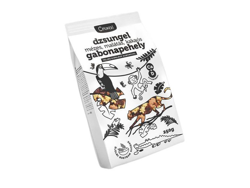 Cornexi Dzsungel mézes, malátás, kakaós gabonapehely tk. gabonával, kalciummal és D-vitaminnal  250 g
