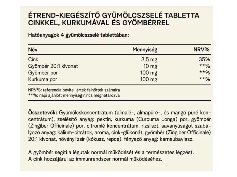 VK Fuitt Tablets - Gyömbér-Cink 130db
