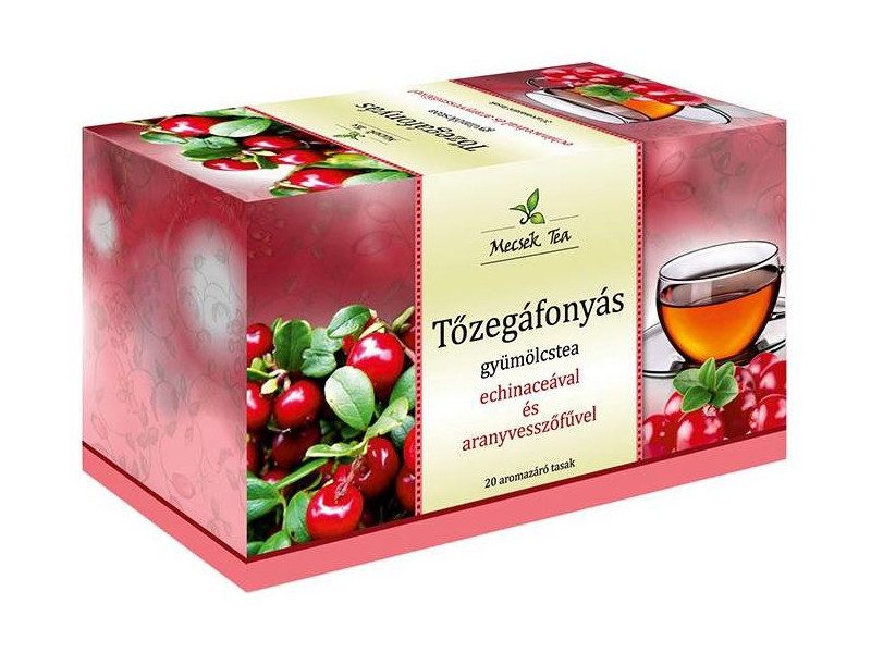 Mecsek Tőzegáfonyás gyümölcstea echinaceával és aranyvesszőfűvel 20x2g