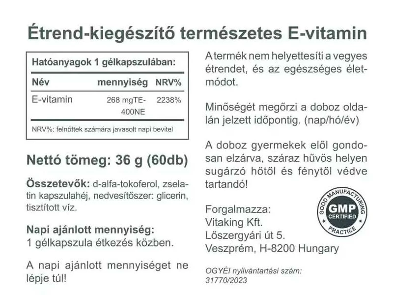 VK E-400 IU természetes 60 db