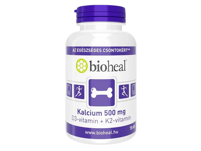 Bioheal Kalcium 500 mg + D3-vitamin+K2-vitamin tabletta 70 db