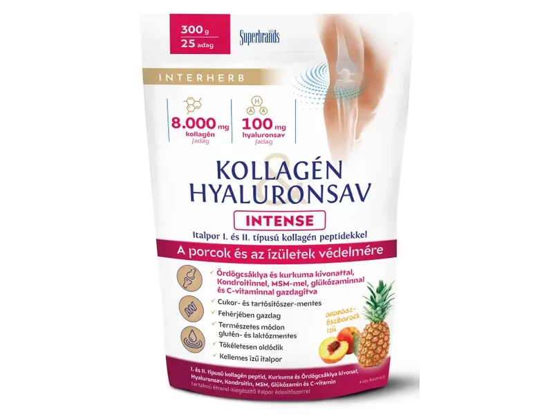 Interherb Kollagén&Hyaluronsav Intense Porcépítő Ananász-őszibarack ízű italpor 300 g