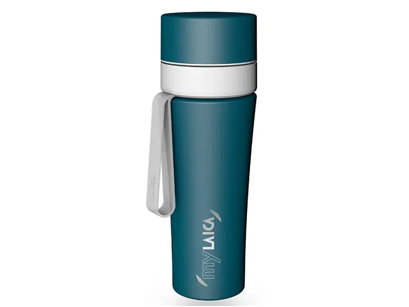 MyLaica Vízszűrő kulacs pánttal- Rozsdamentes acélból, FAST DISK szűrővel (matt zöld) 0,55 l
