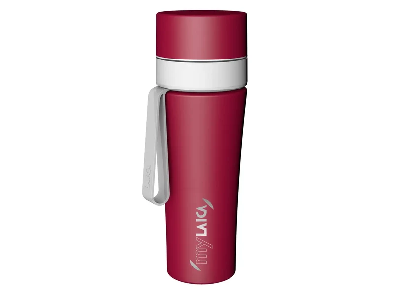 MyLaica Vízszűrő kulacs pánttal- Rozsdamentes acélból, FAST DISK szűrővel (bordó) 0,55 l