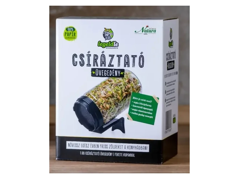 Csíráztató üvegedény fekete kupakkal 1db