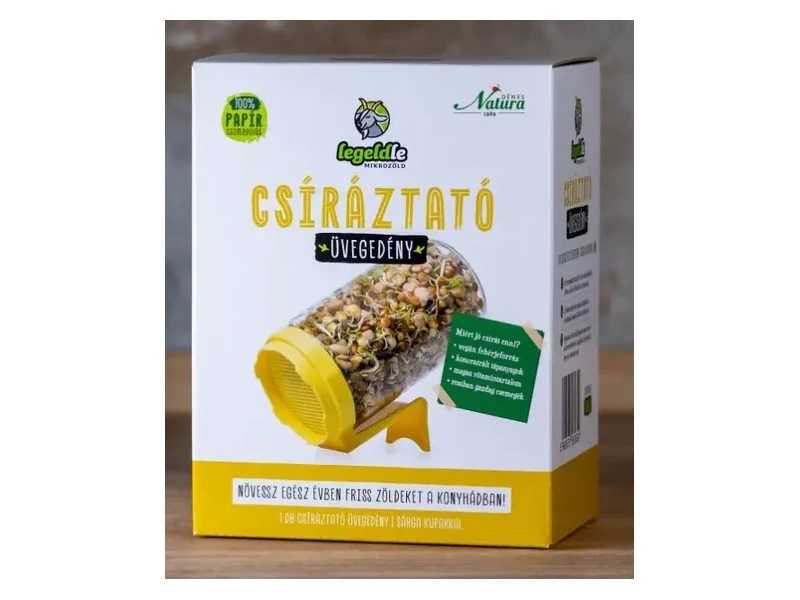 Csíráztató üvegedény sárga kupakkal 1db