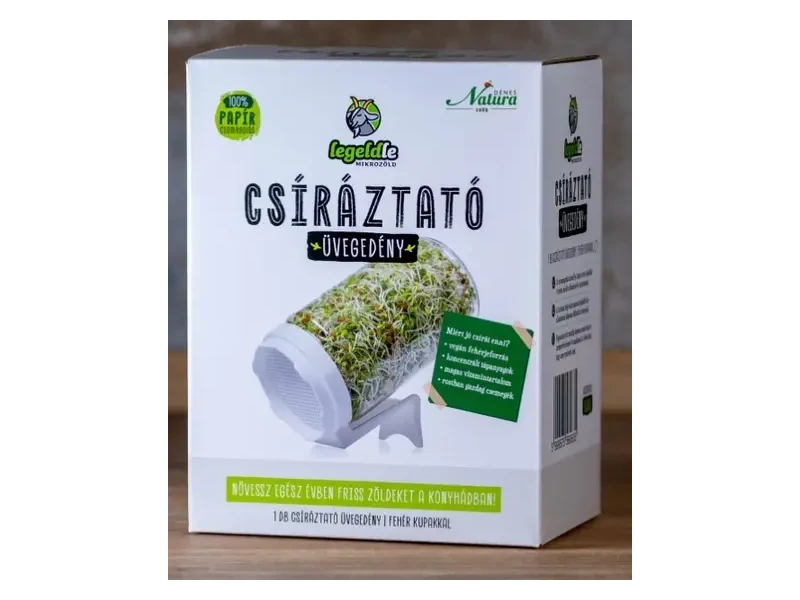 Csíráztató üvegedény fehér kupakkal 1db