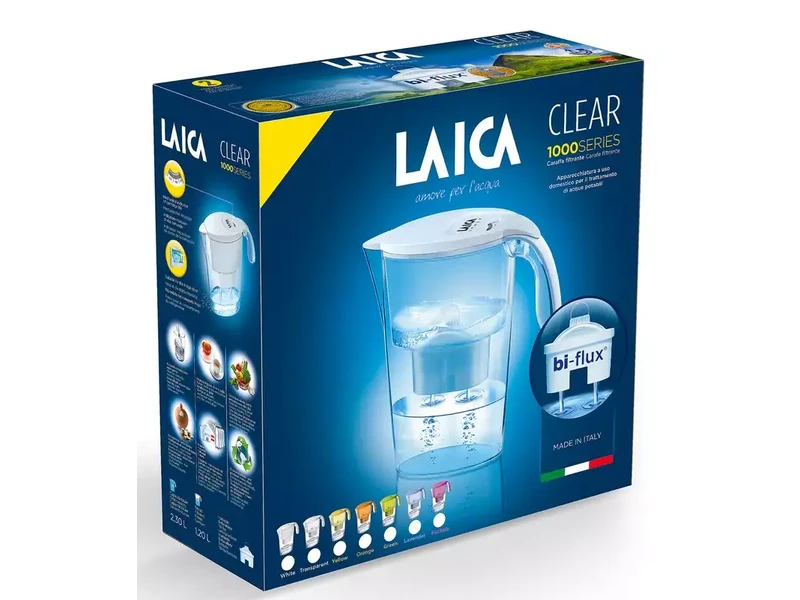 Laica color Clear Line fehér vízszűrő kancsó 1db + 1db ajándék szűrőbetéttel