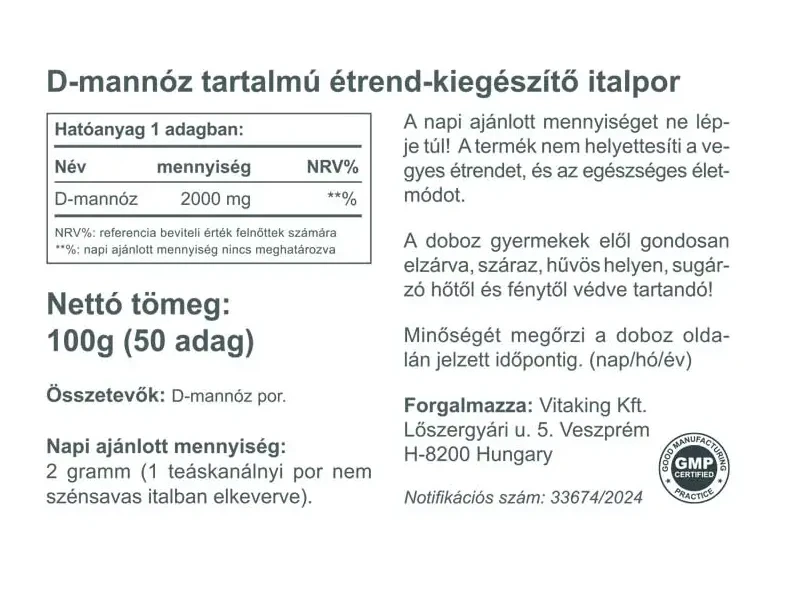Vitaking D-mannose por 100g
