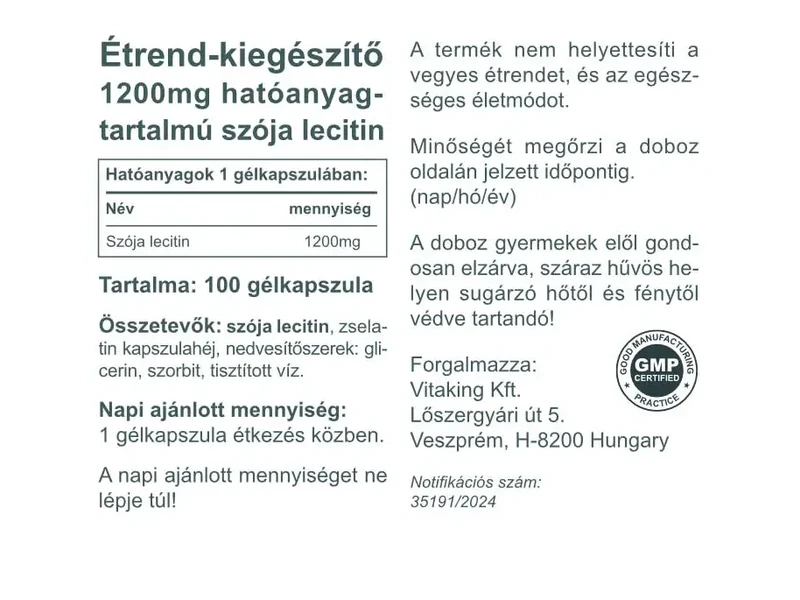 Vitaking Lecitin 1200 mg 100 db