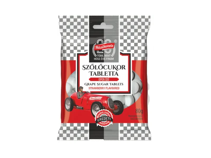 HáziSweets Szőlőcukor Eper ízű 80 g