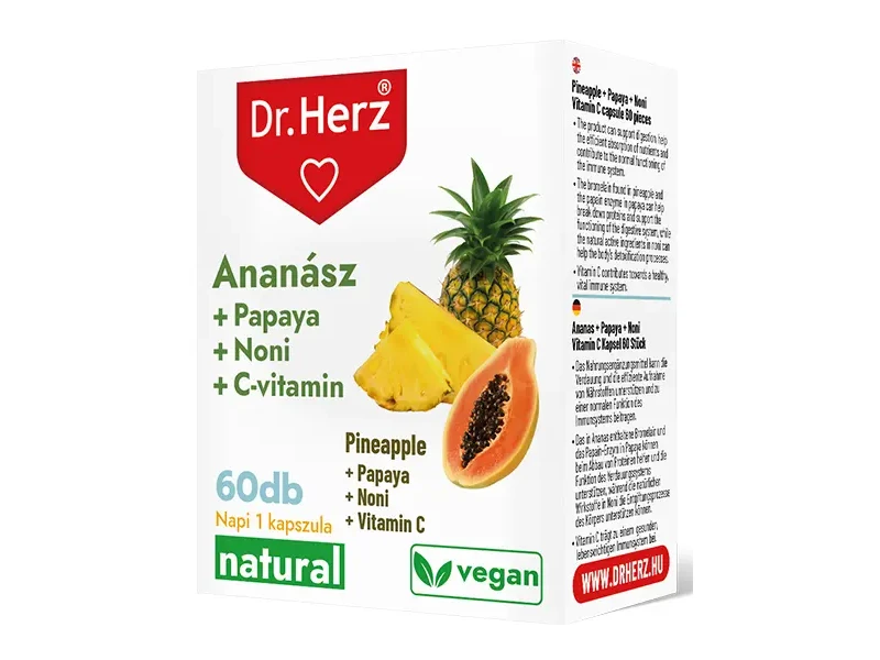 Dr. Herz Ananász + Papaya + Noni + C-vitamin kapszula 60 db