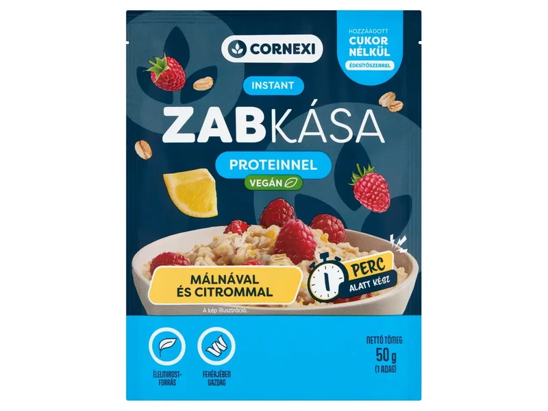 Cornexi Málnás-citromos protein zabkása édesítőszerrel, vegán 50g
