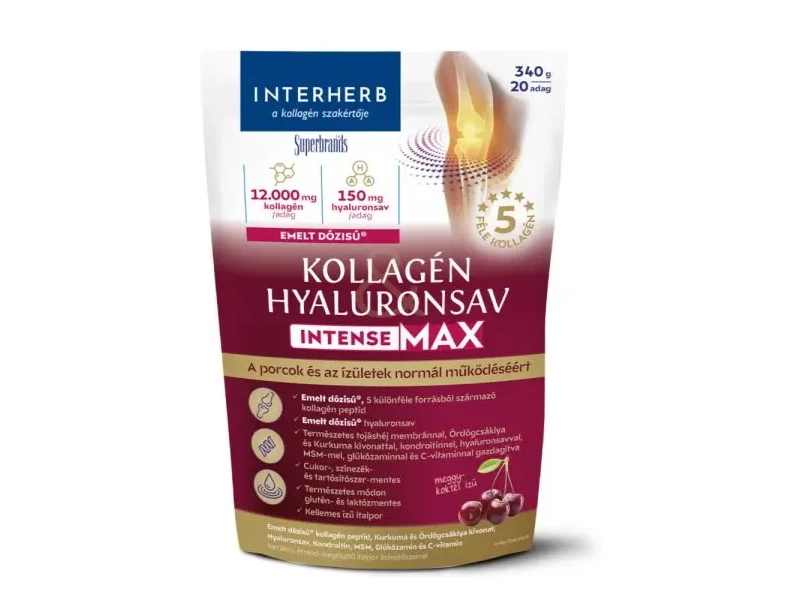 interherb Kollagén&Hyaluronsav Porcépítő italpor Intense-Max meggy ízű 340 g