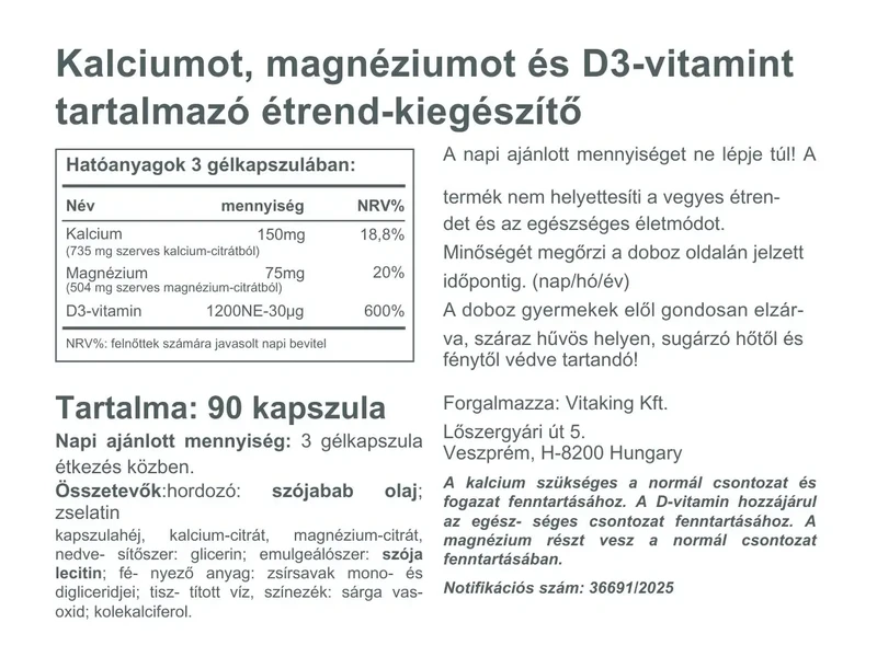 VK Cal-Mag citrate + D-vit gélkapszula 90db