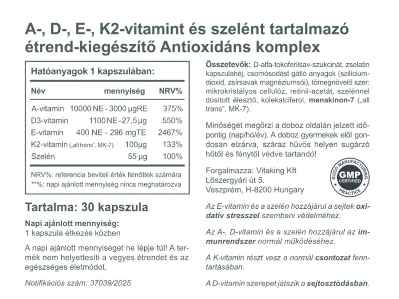 VK Antioxidáns komplex 30db