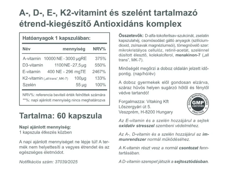Vitaking Antioxidáns komplex 60db