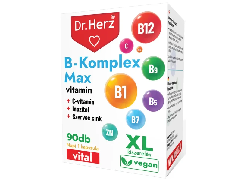 Dr. Herz B-Komplex Max+C-vitamin+Inozitol+Szerves cink kapszula doboz XL 90db