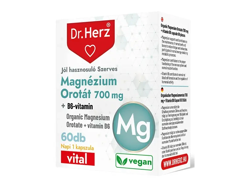 Dr. Herz Magnézium-Orotát 700 mg + B6-vitamin 60 db kapszula