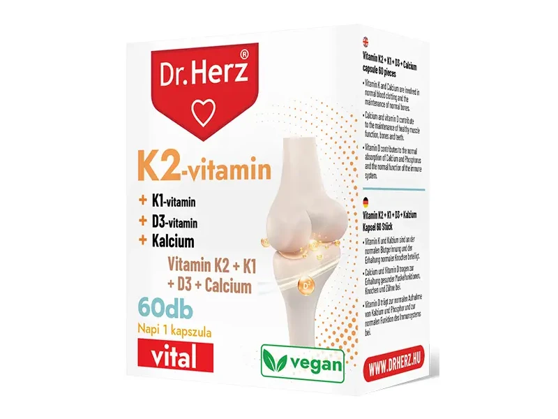 Dr. Herz K2-vitamin 150 mg + K1-vitamin+ D3-vitamin+ Kalcium 60 db kapszula