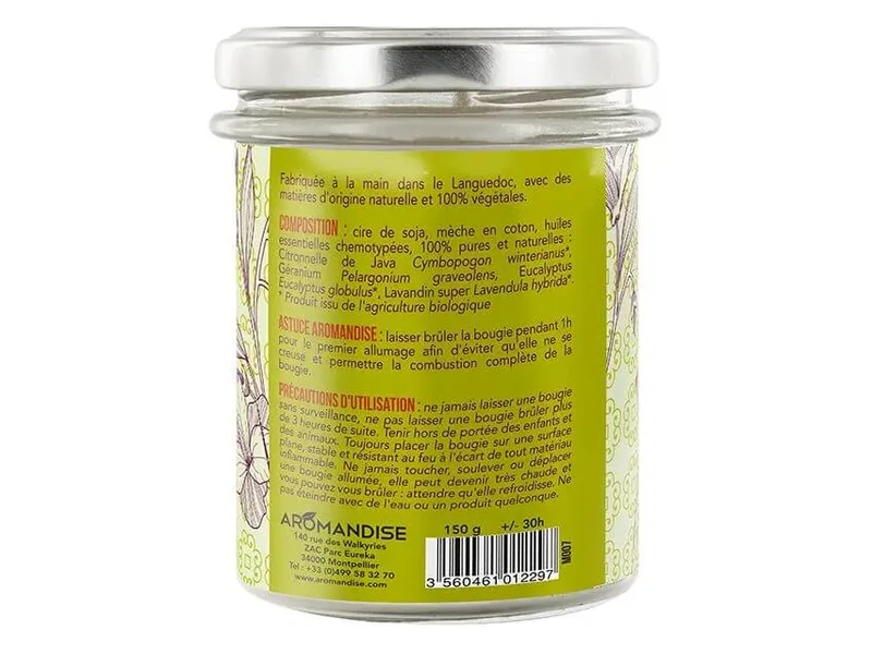 SUMMER – Citronella-Geránium szúnyogriasztó aromagygyertya - 30 h