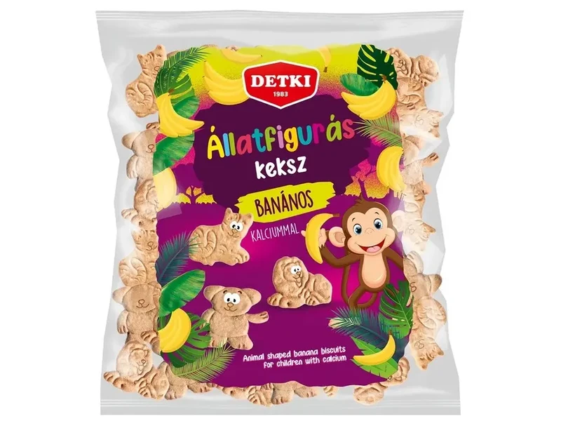 Detki Állatfigurás banános gyerekkeksz kalciummal 160g