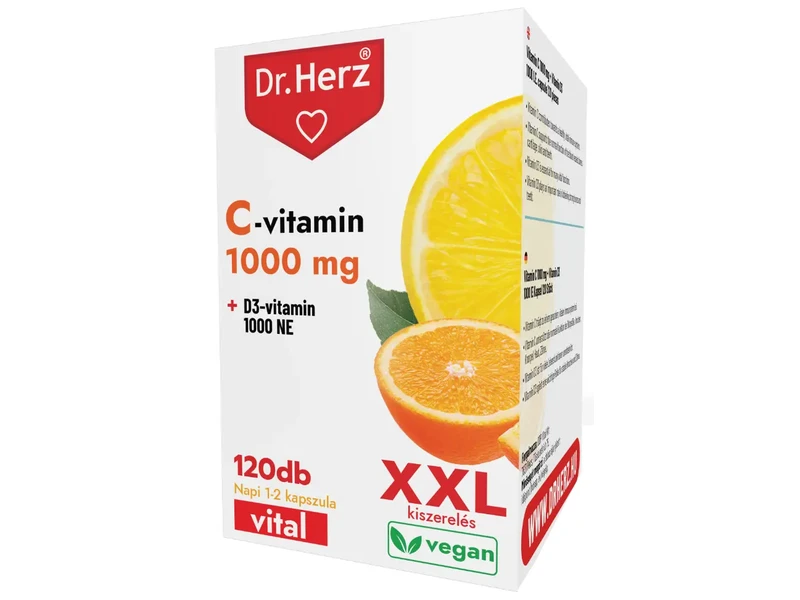 Dr. Herz C-vitamin 1000 mg + D3-vitamin 1000 NE XXL 120 db