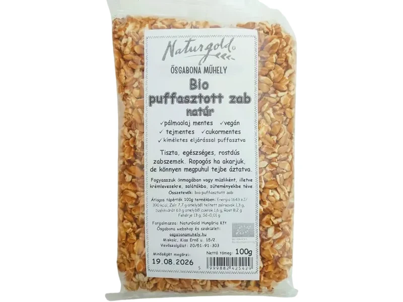 Naturgold Bio Puffasztott Zab Natúr 100 g