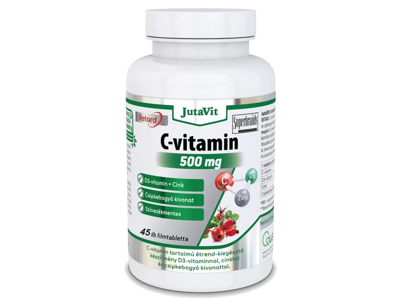 JutaVit C-vitamin 500mg retard csipkebogyó+D3+Cink 45db