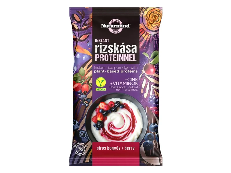 Naturmind Proteines Gluténmentes Instant rizskása - piros bogyós 44g