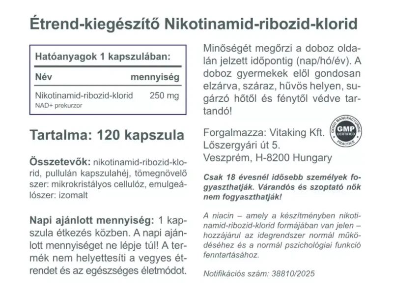 Vitaking NAD+ 250 mg Kapszula 120 db