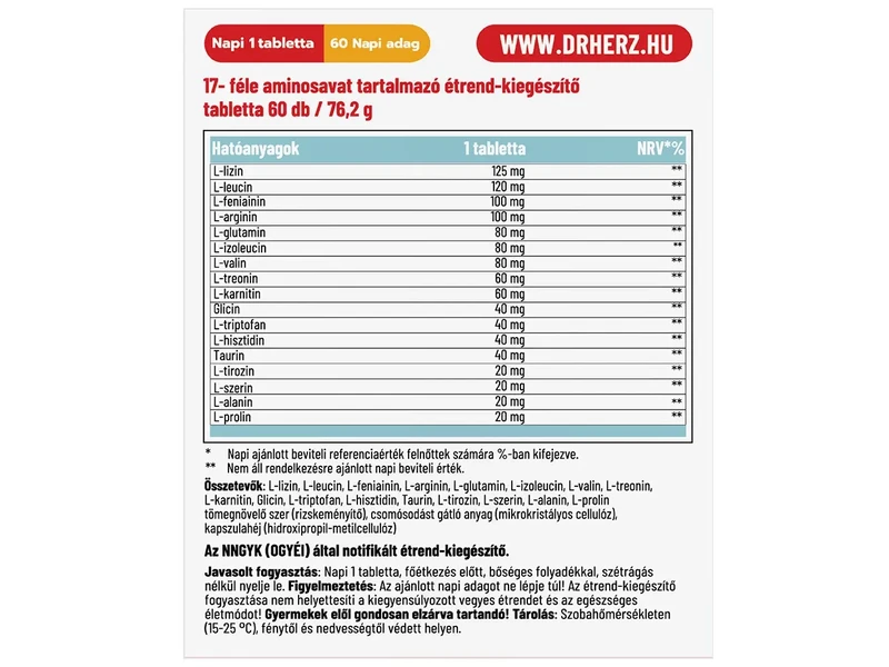 Dr. Herz Amino komplex 60 db tabletta