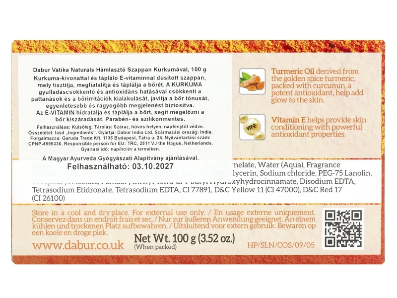 Dabur Vatika Kurkuma szappan 100 g