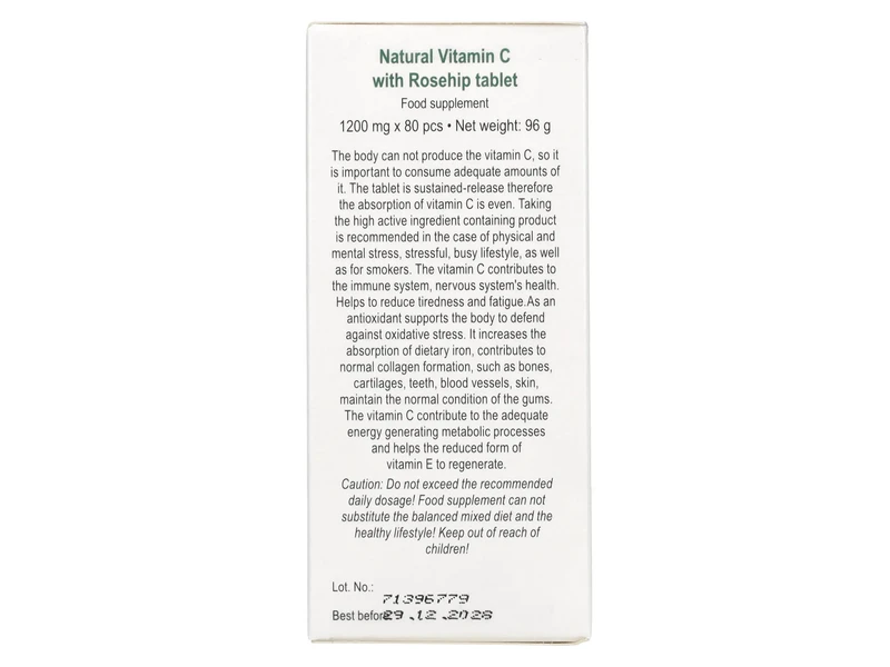 Dr. Chen C-Vitamin 1200mg csipkebogyóval 80db