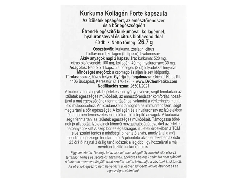 Dr. Chen kurkuma kollagén forte kapszula 60db