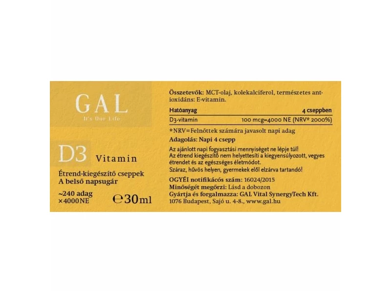 GAL D3 vitamin 30ml 4000NE ST.