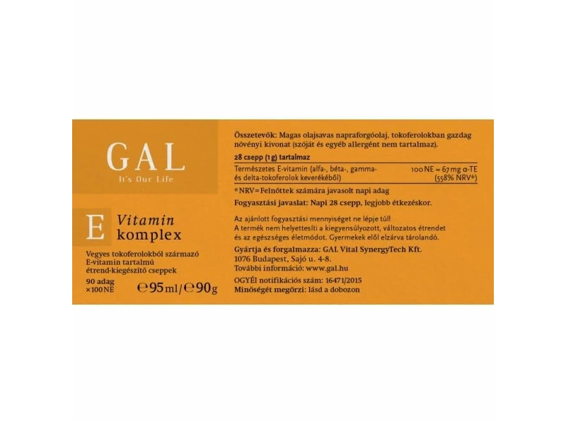 GAL E-vitamin komplex 95ml 100NE ST.