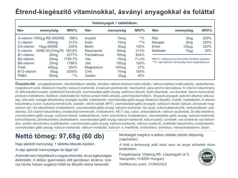 Vitaking 9 Month multivitamin tabletta 60 db