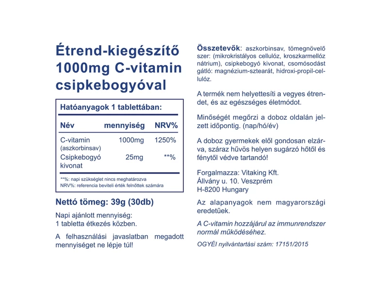 VK C-1000 csipkebogyóval 30 db