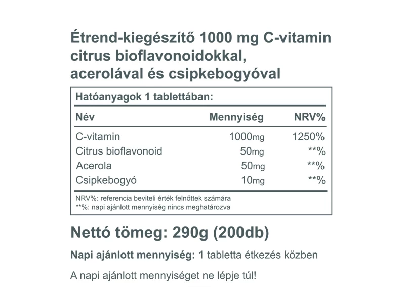 VK C-1000 Bioflav. Acerola Csipkebogyó 200db