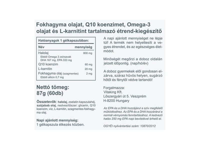 VK Cardiolic Q10+Omega+L-car+Garlic 60db