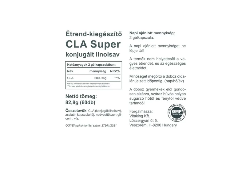 Vitaking CLA Super konjugált linolsav 60db