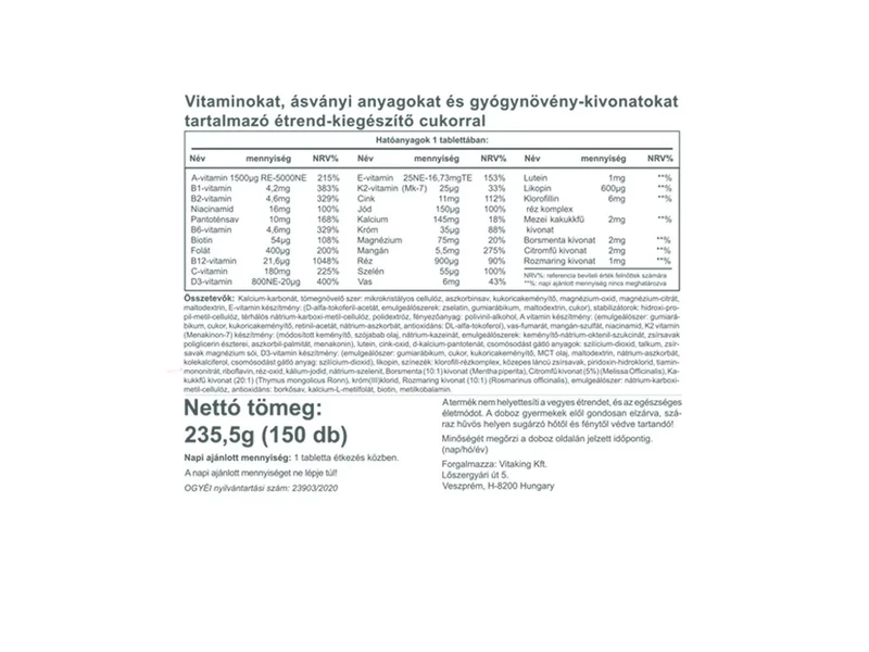 Vitaking Daily One multivitamin 150 db