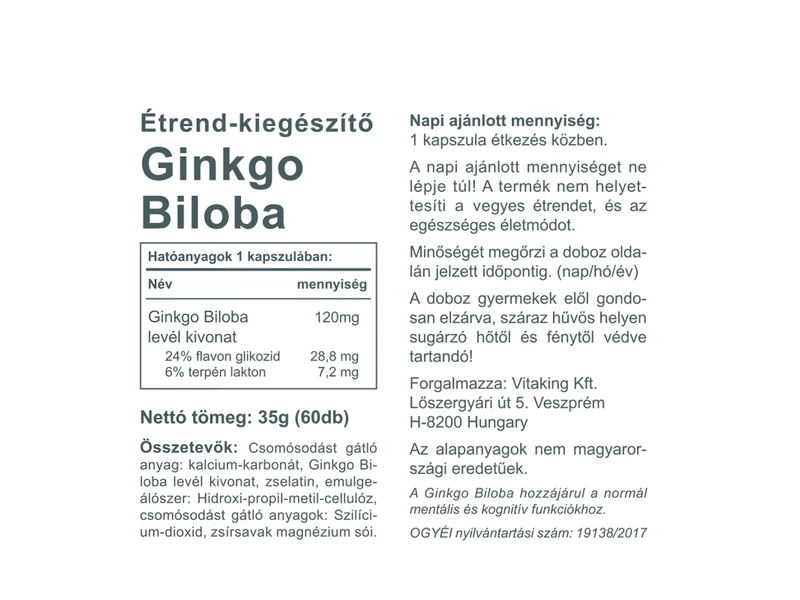 VK Ginkgo Biloba 60db 120mg