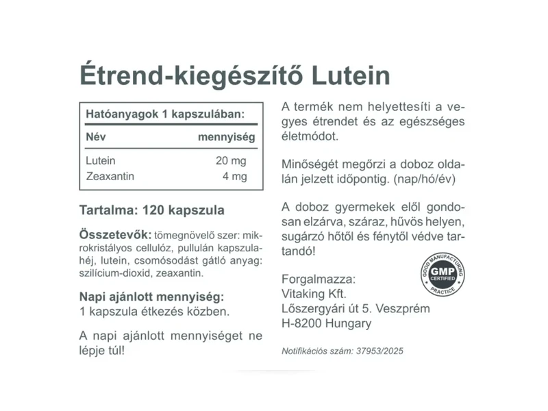VK Lutein 20mg + 4mg zeaxantin 120db