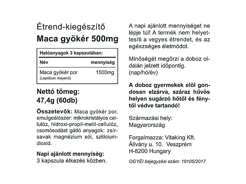 VK Maca 60db 500mg