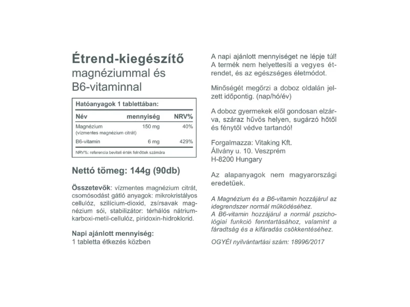 VK Magnesium Citrate 150mg + B6 90db