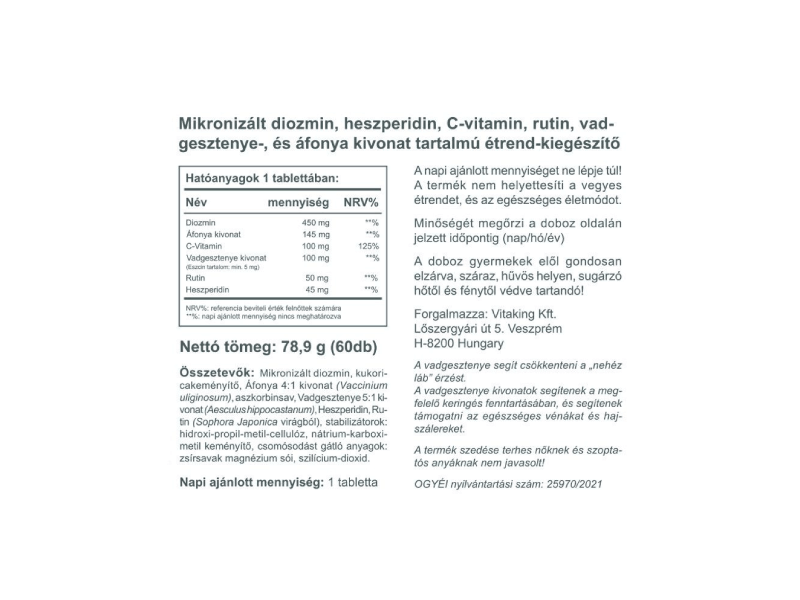 Vitaking Vadgesztenye Komplex tabletta 60db